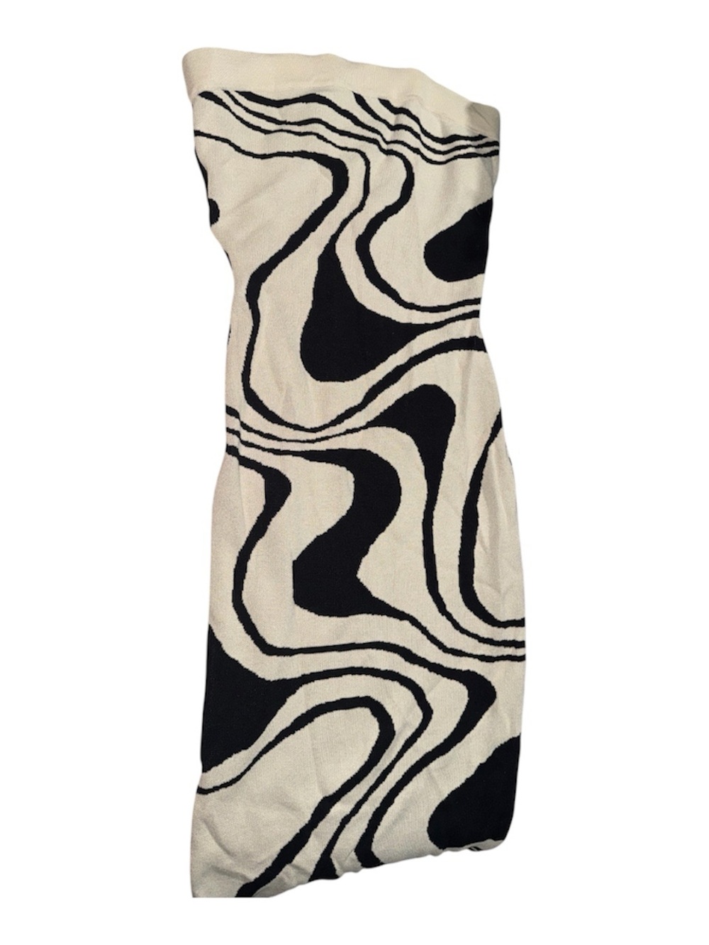 Fashion Nova Black & Cream Strapless Midi Dress